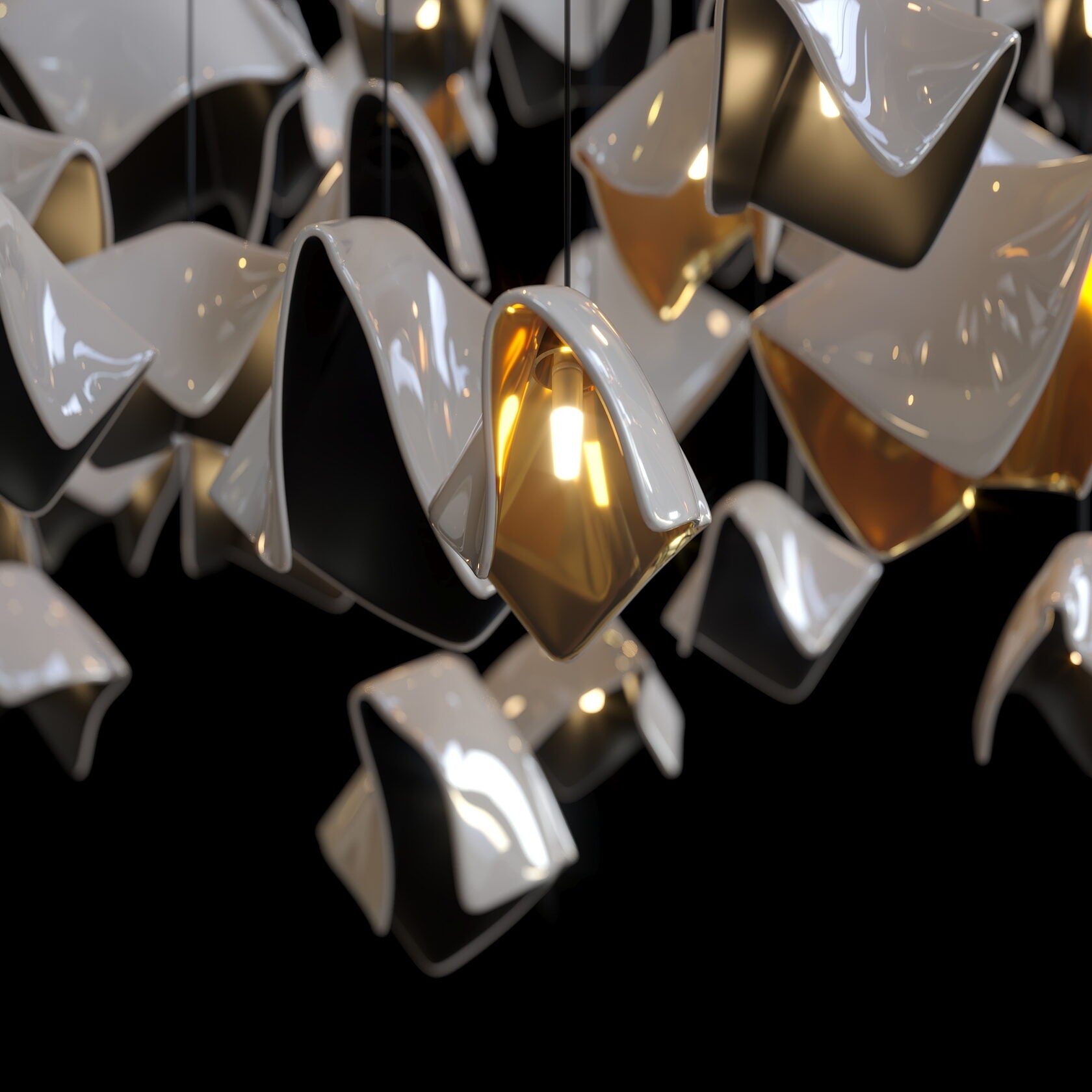 Aqua Faceted Ribbon Chandelier