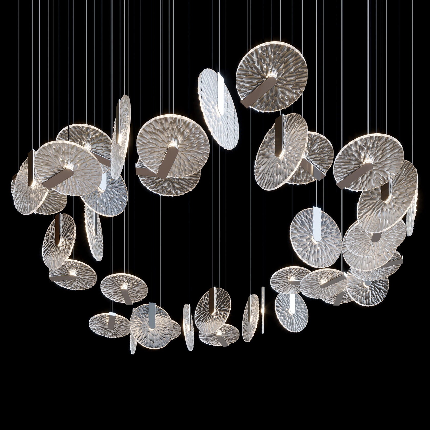 Silver Disc Halo Chandelier