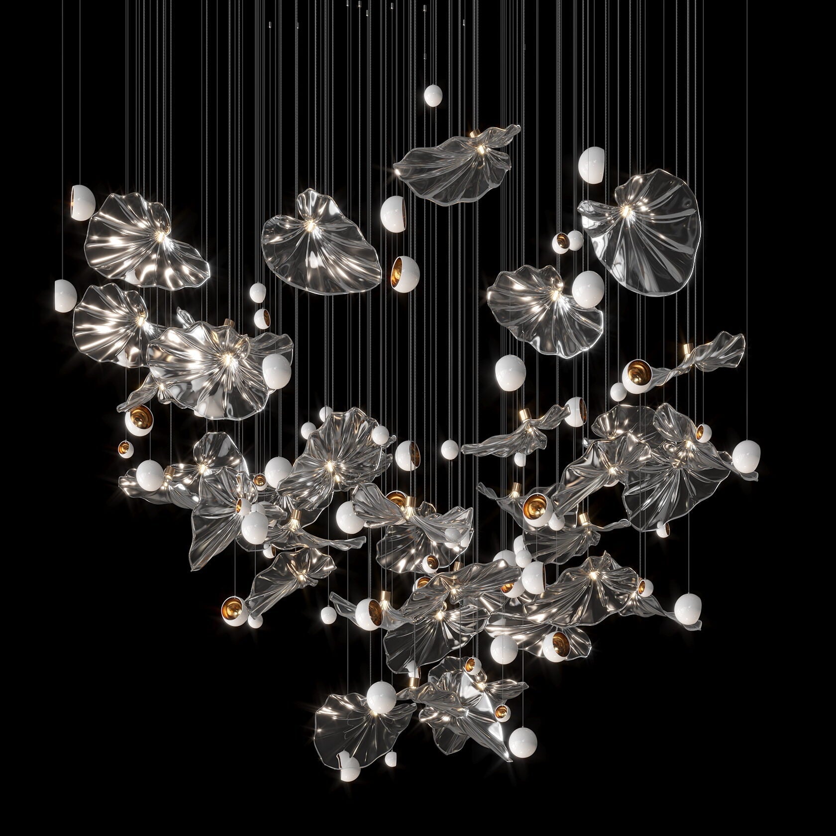 Silver Leaf Pearl Garland Chandelier