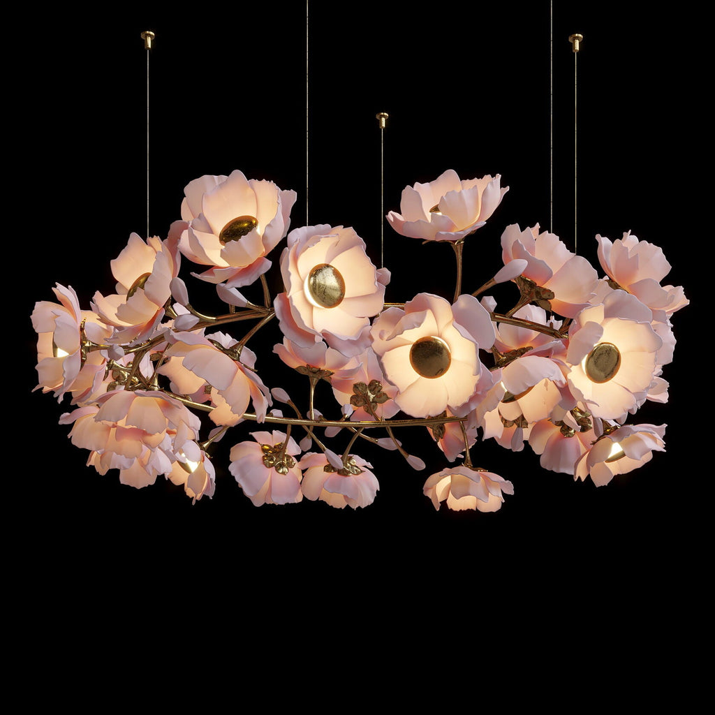 Blush Peony Branch Chandelier