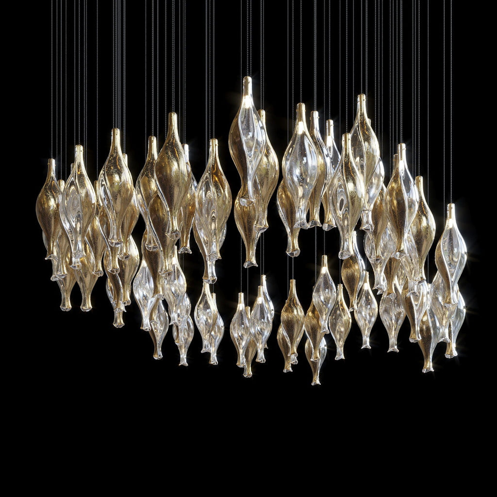 Silver Glass Pod Cascade Chandelier