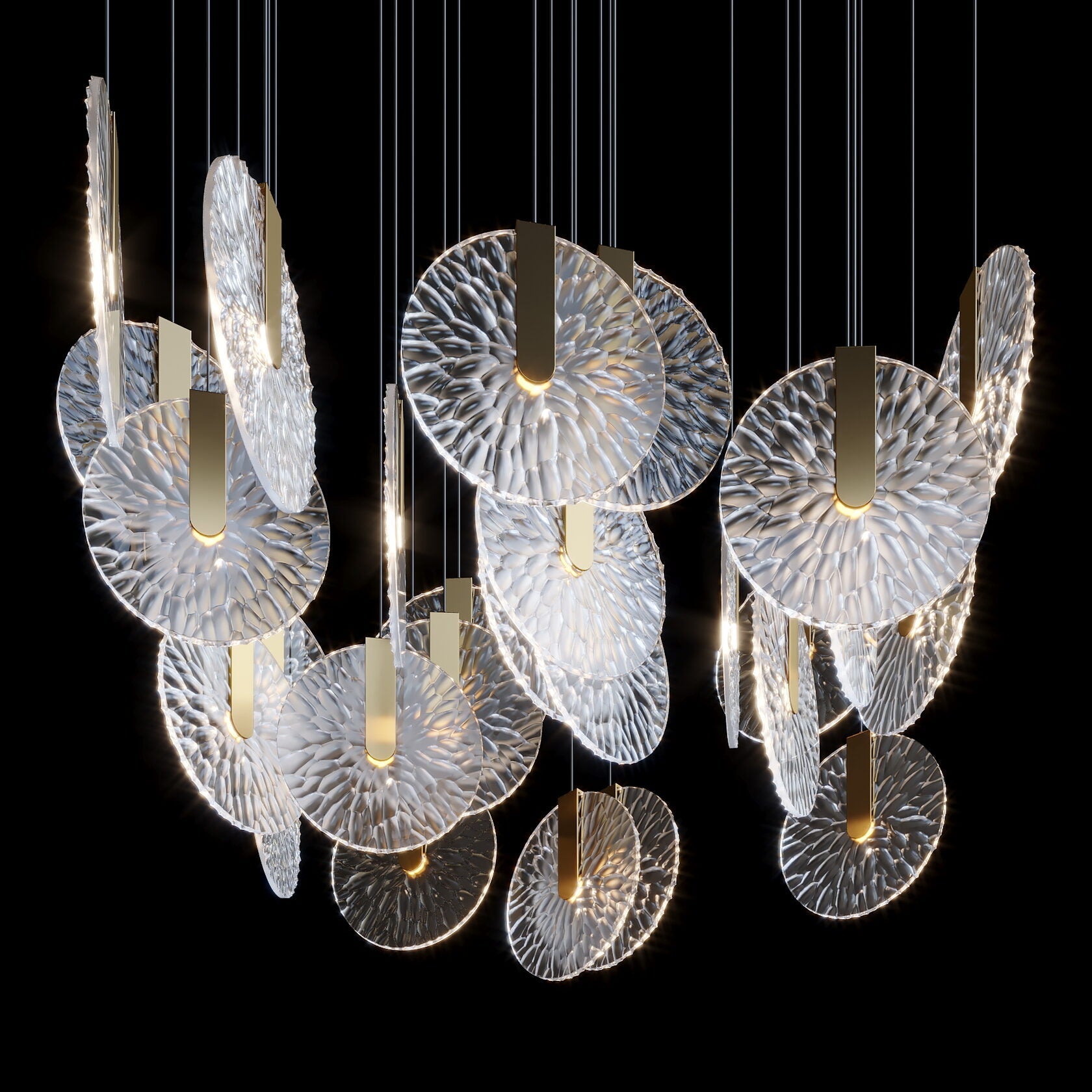 Silver Disc Cluster Chandelier