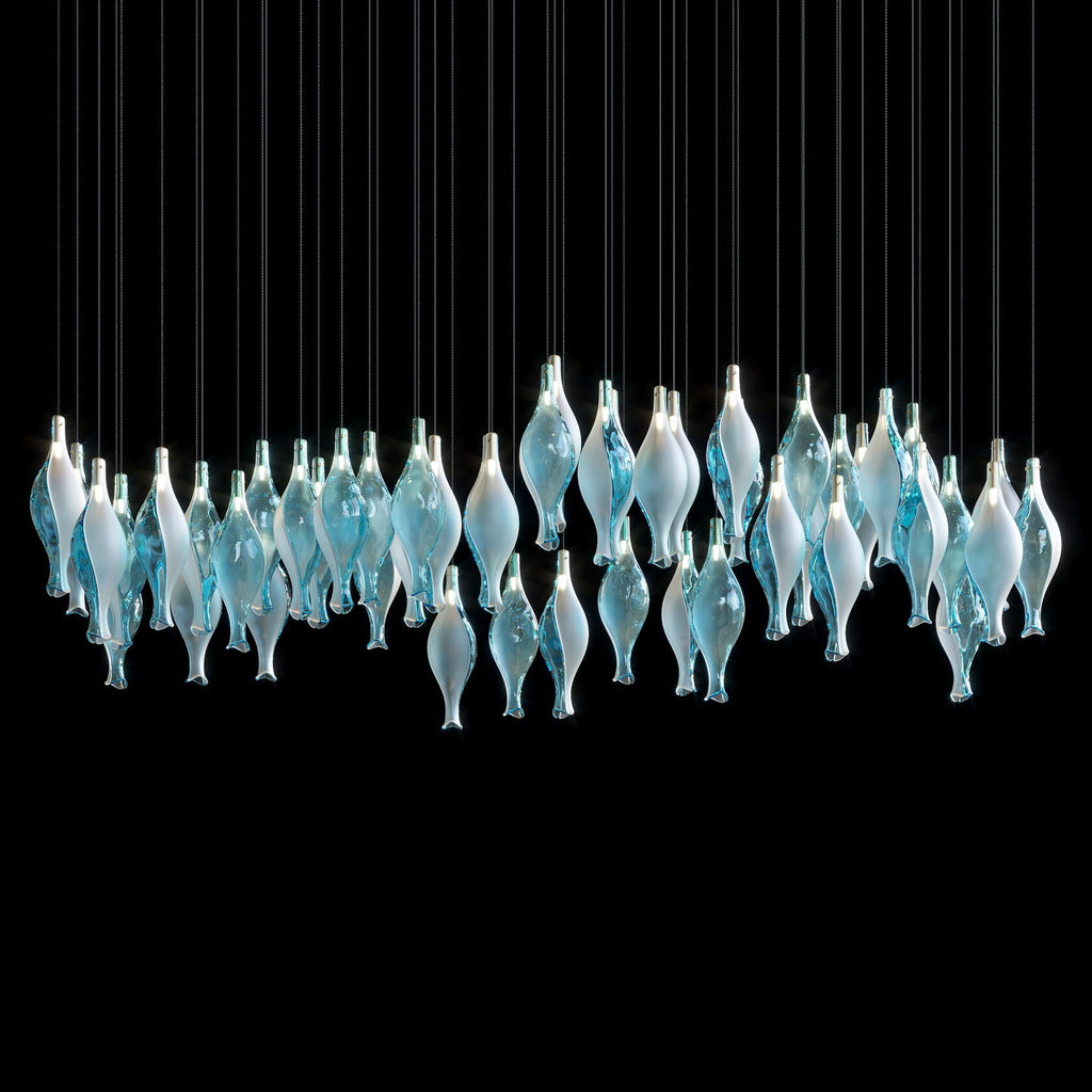 Aqua Glass Pod Cascade Chandelier