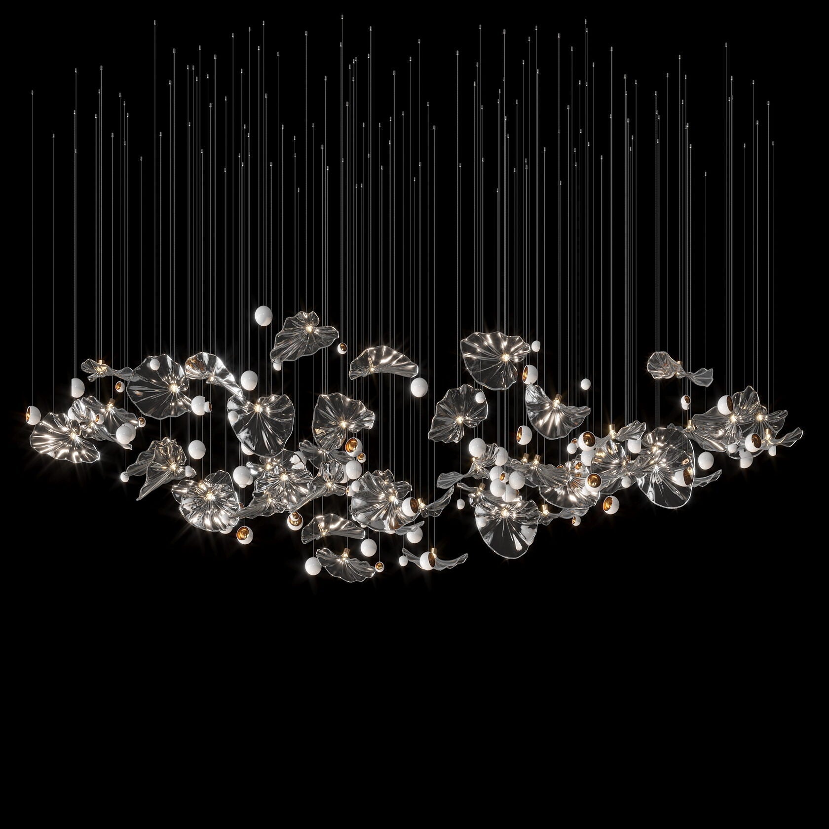 Silver Leaf Pearl Garland Chandelier