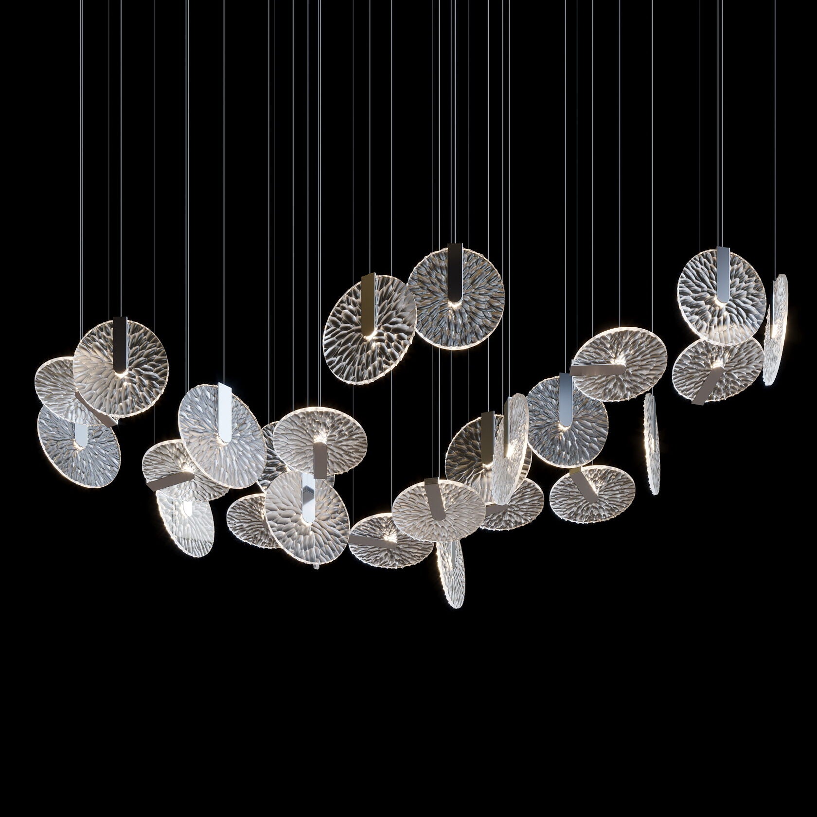 Silver Disc Halo Chandelier