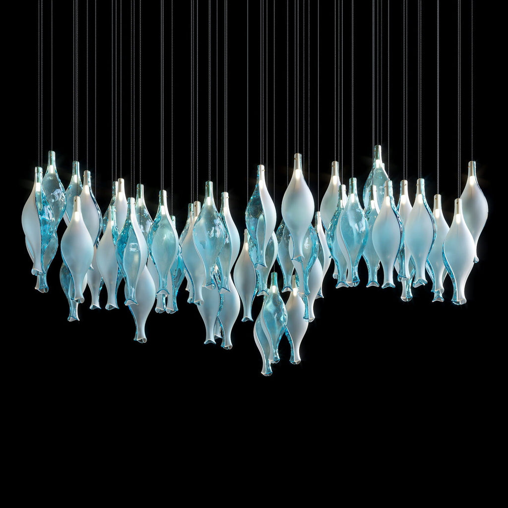 Aqua Glass Pod Cascade Chandelier