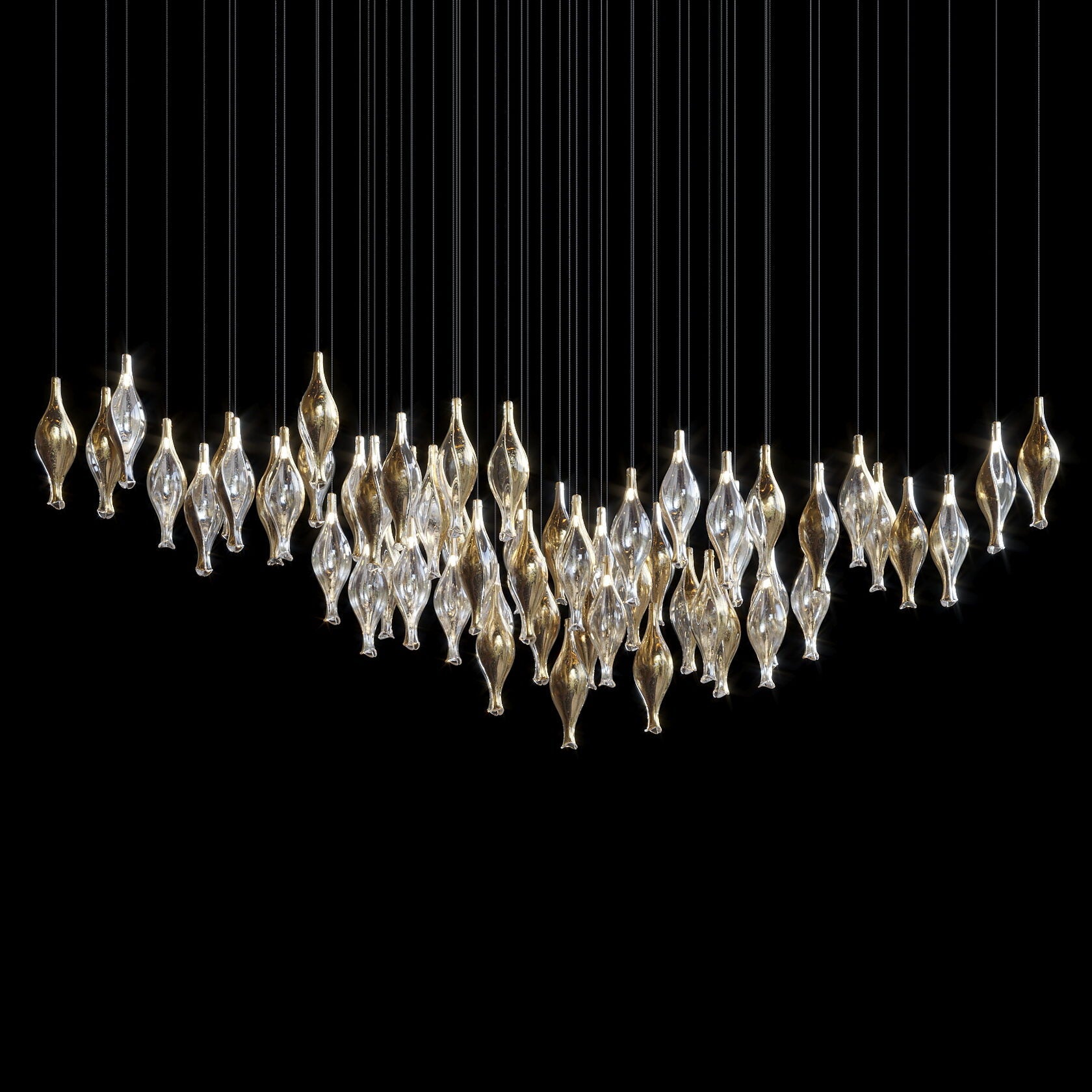 Silver Glass Pod Cascade Chandelier