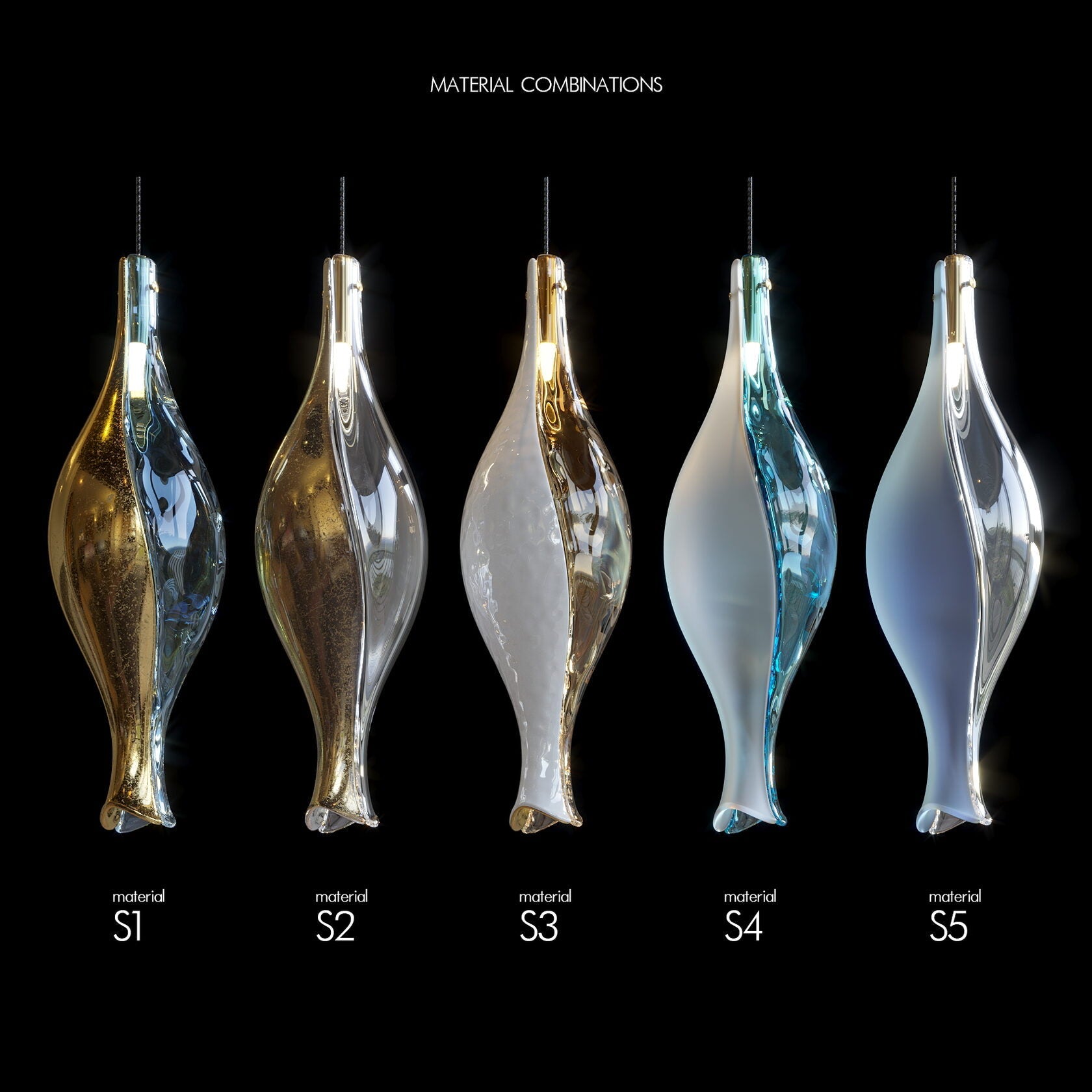 Aqua Glass Pod Cascade Chandelier