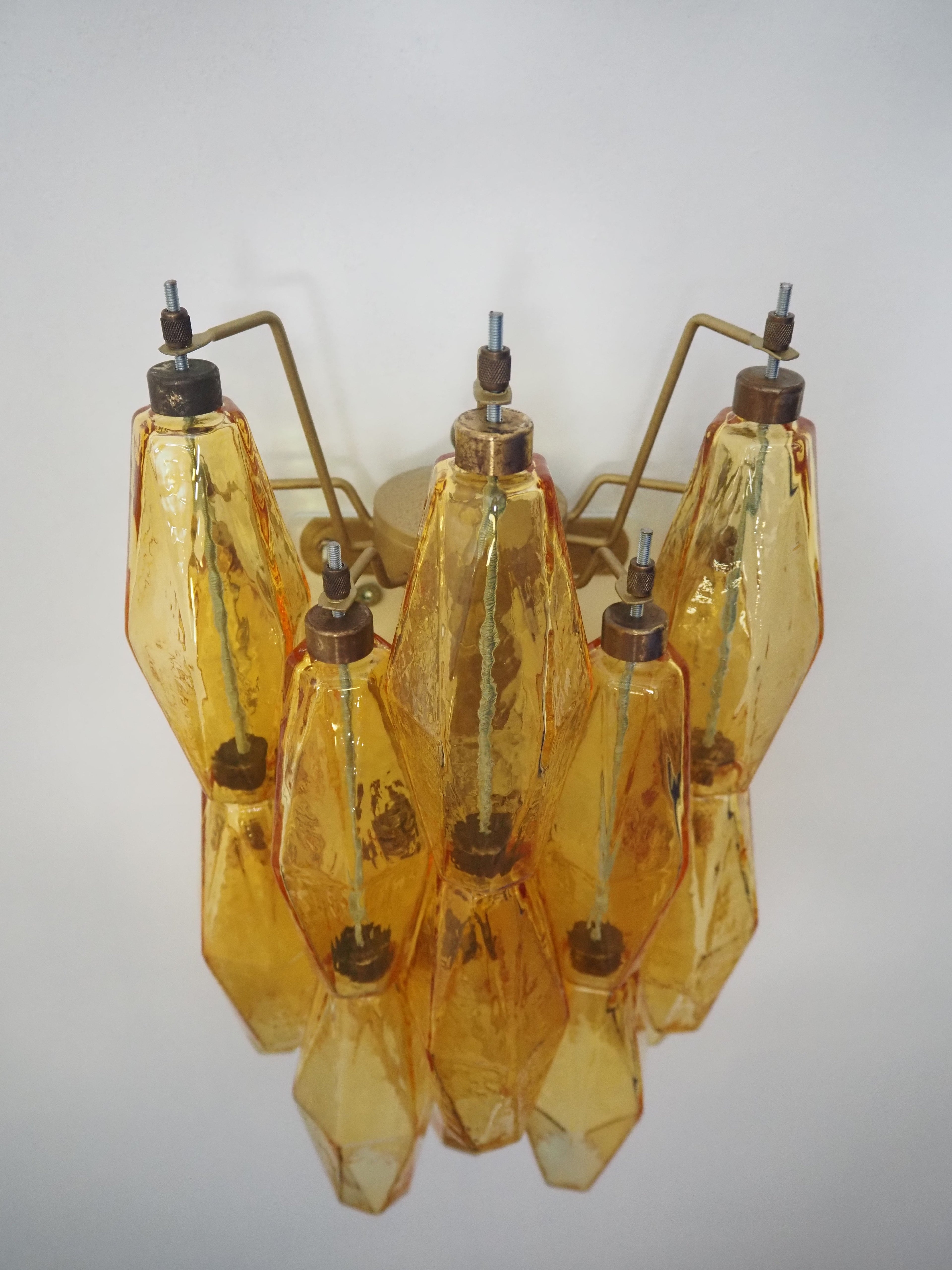 Murano Wall Lamp | 17 Yellow Poliedri Glass | Set of 2