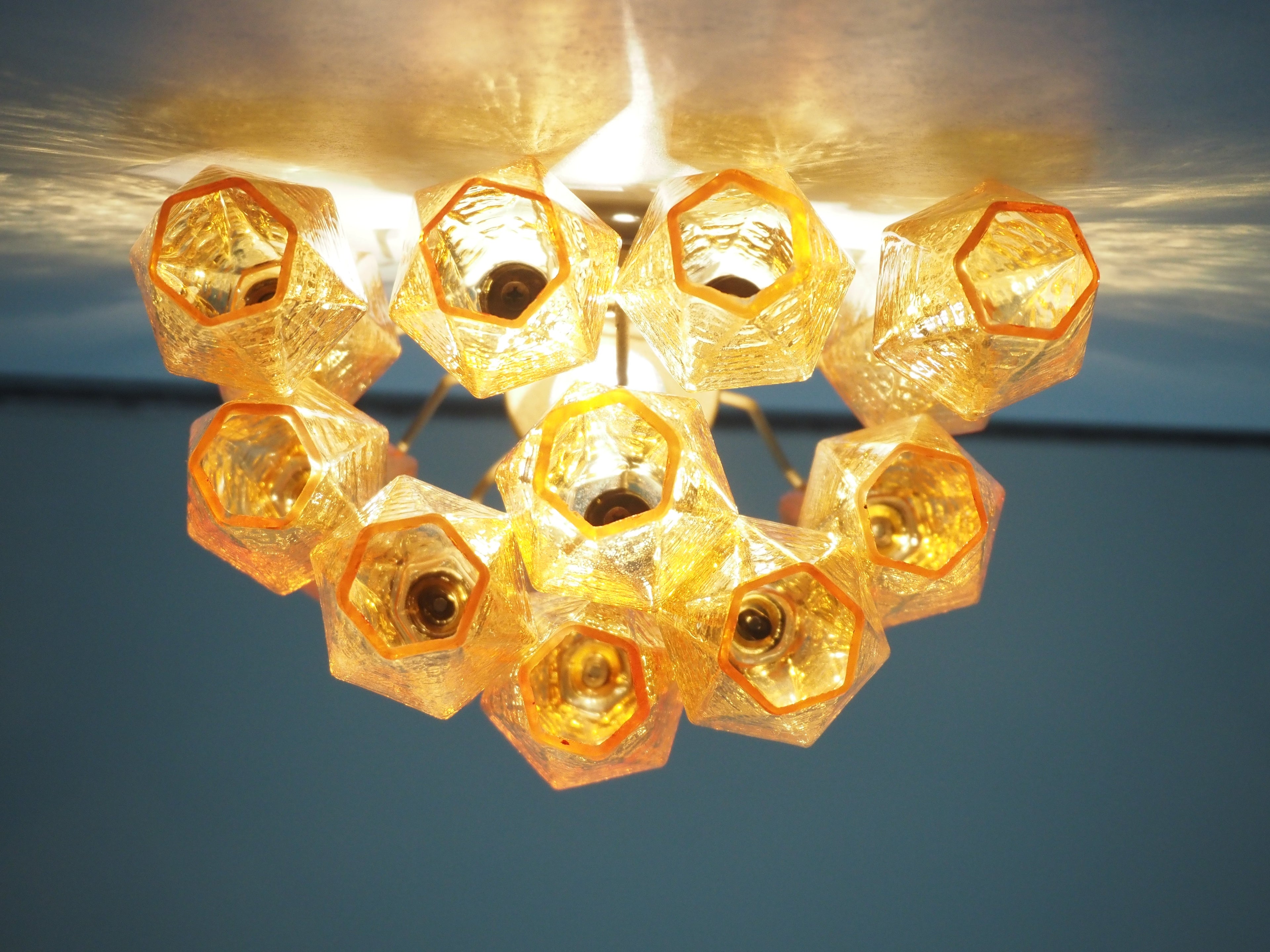 Murano Wall Lamp | 17 Yellow Poliedri Glass | Set of 2