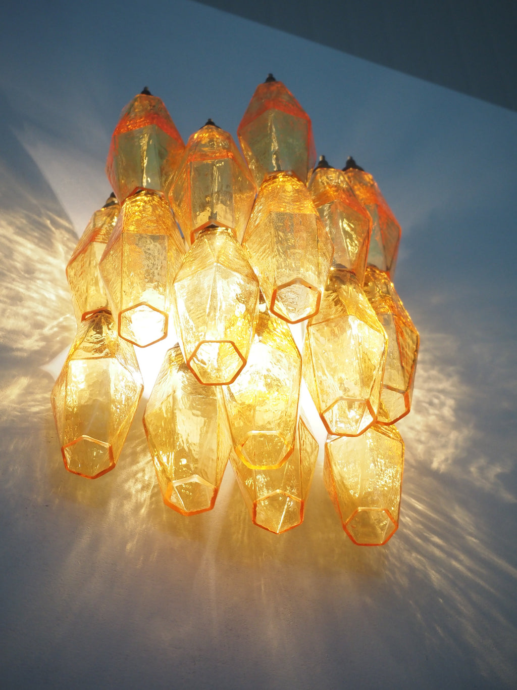 Murano Wall Lamp | 17 Yellow Poliedri Glass | Set of 2