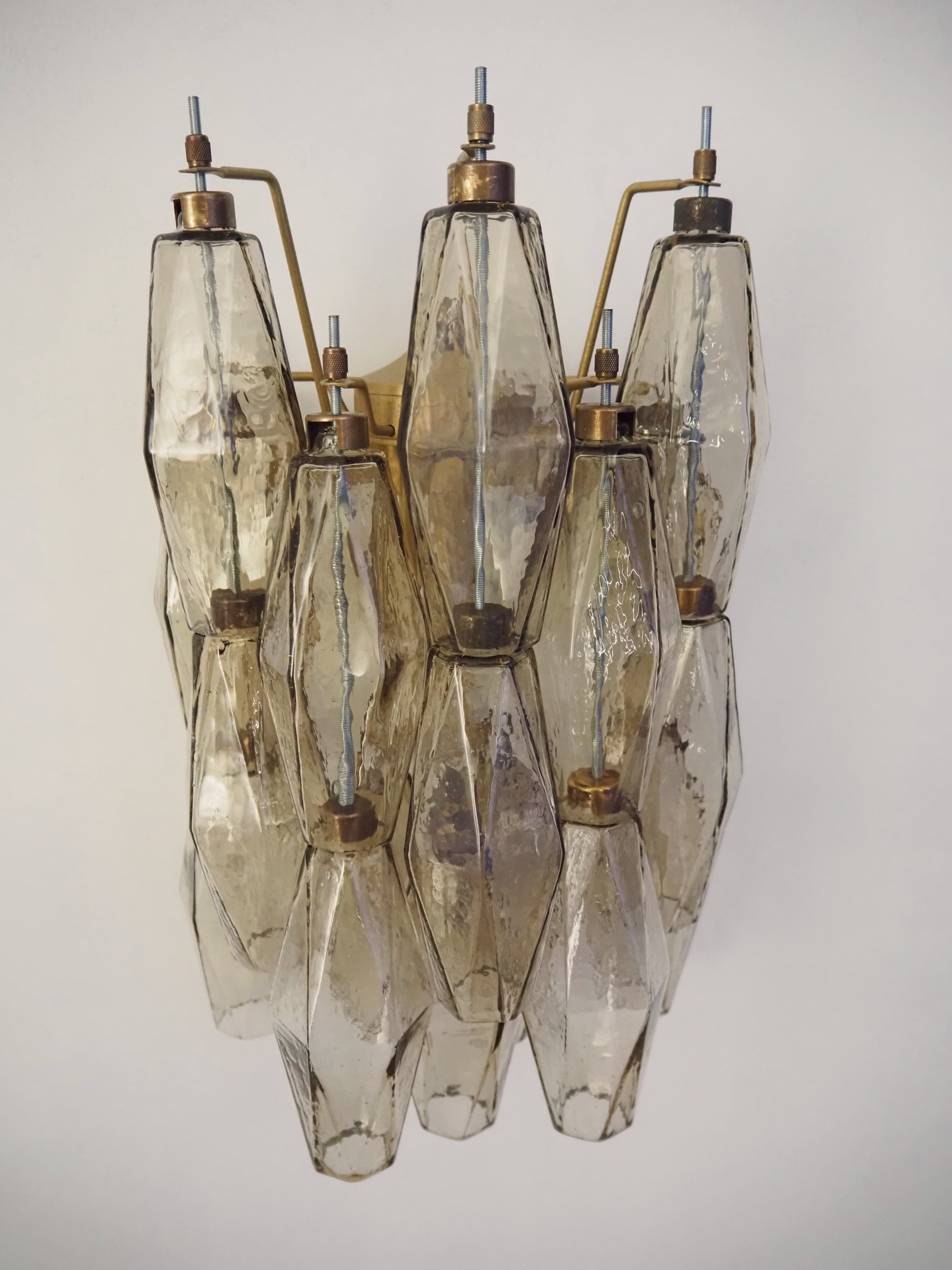 Murano Wall Lamp | 17 Smoked Poliedri Glass | Set of 2