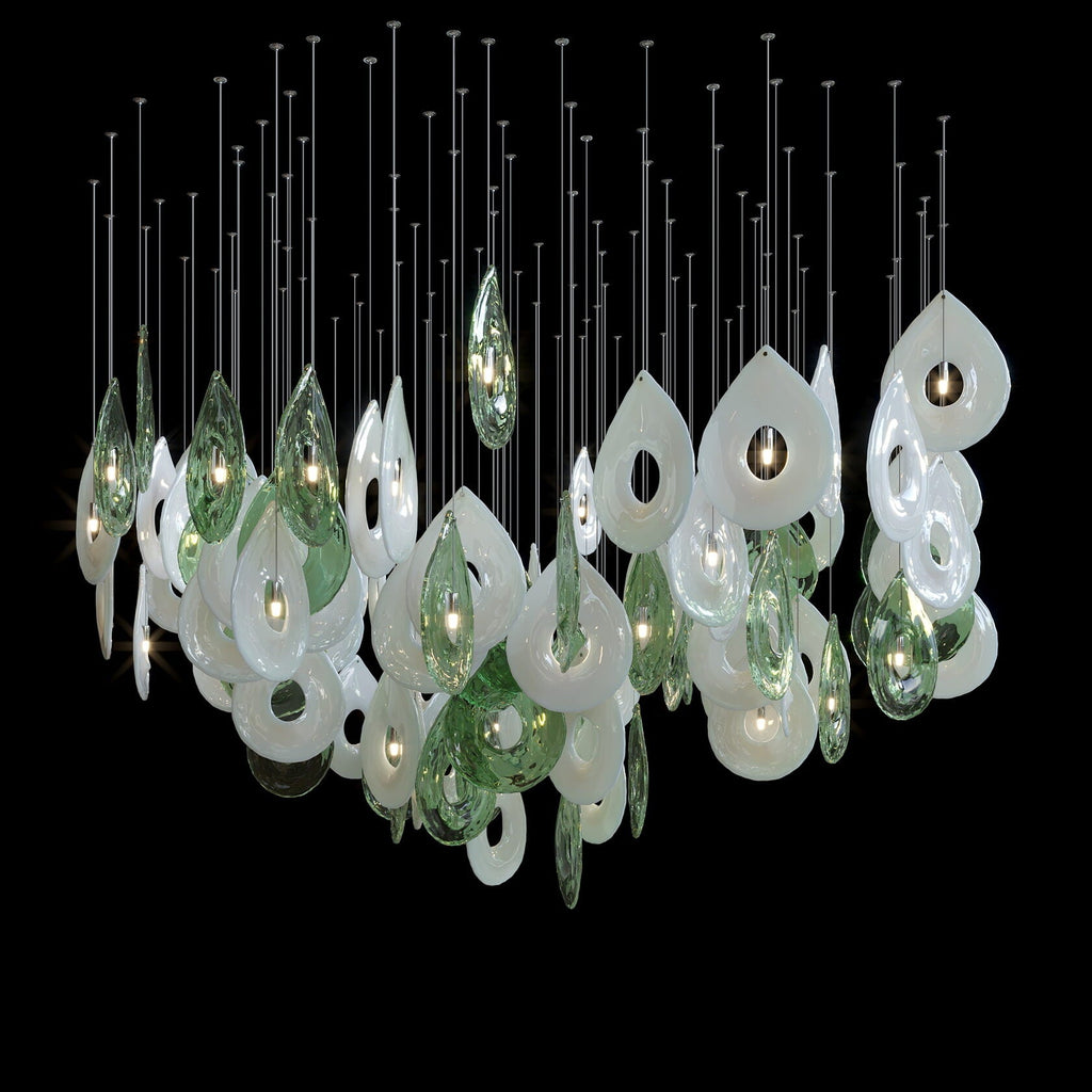 Green Halo Drop Chandelier