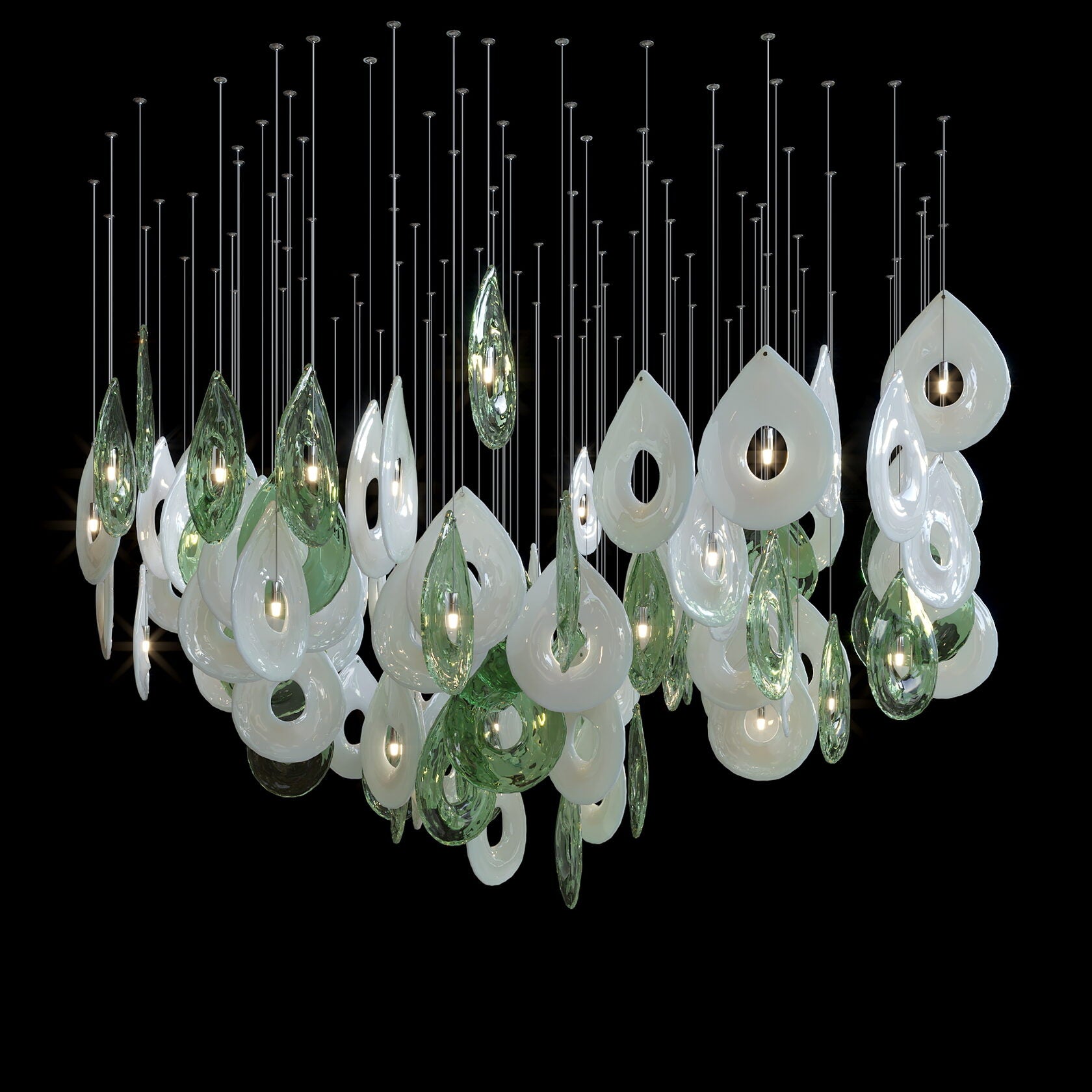Green Halo Drop Chandelier