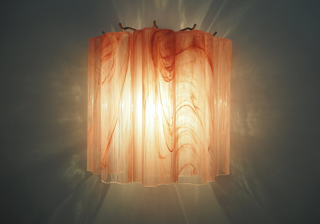 Murano Wall Lamp | 5 Pink Alabaster Glass Tubes | Set of 2