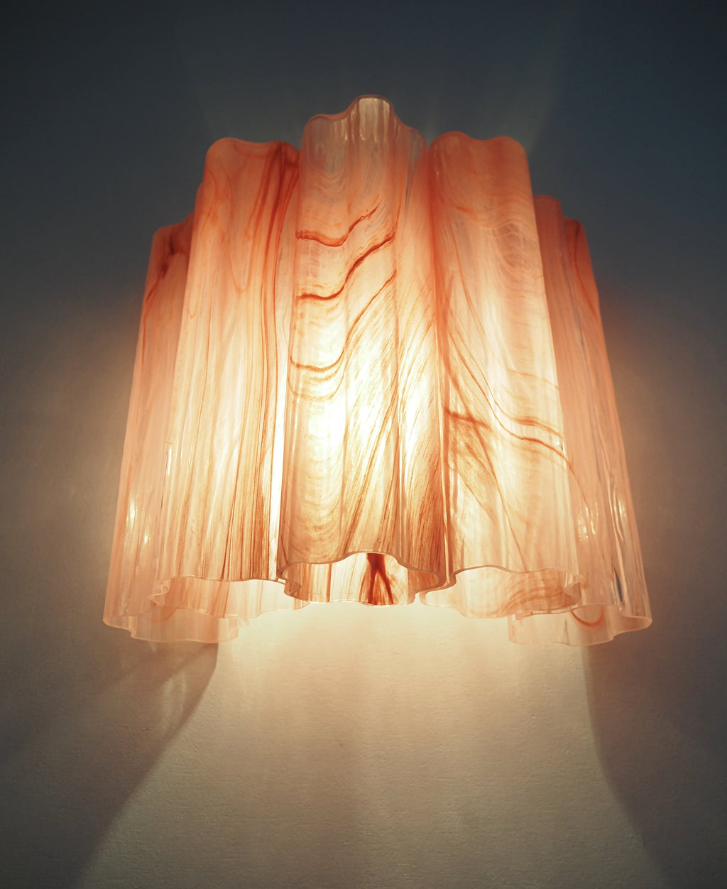 Murano Wall Lamp | 5 Pink Alabaster Glass Tubes | Set of 2
