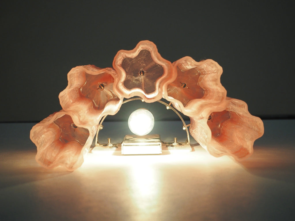 Murano Wall Lamp | 5 Pink Alabaster Glass Tubes | Set of 2