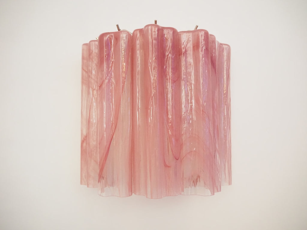 Murano Wall Lamp | 5 Pink Alabaster Glass Tubes | Set of 2