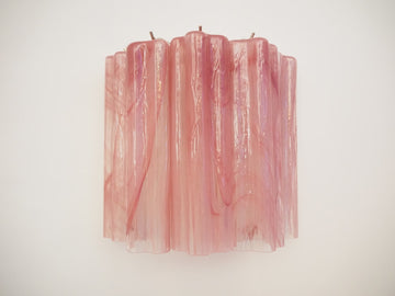 Murano Wall Lamp | 5 Pink Alabaster Glass Tubes | Set of 2