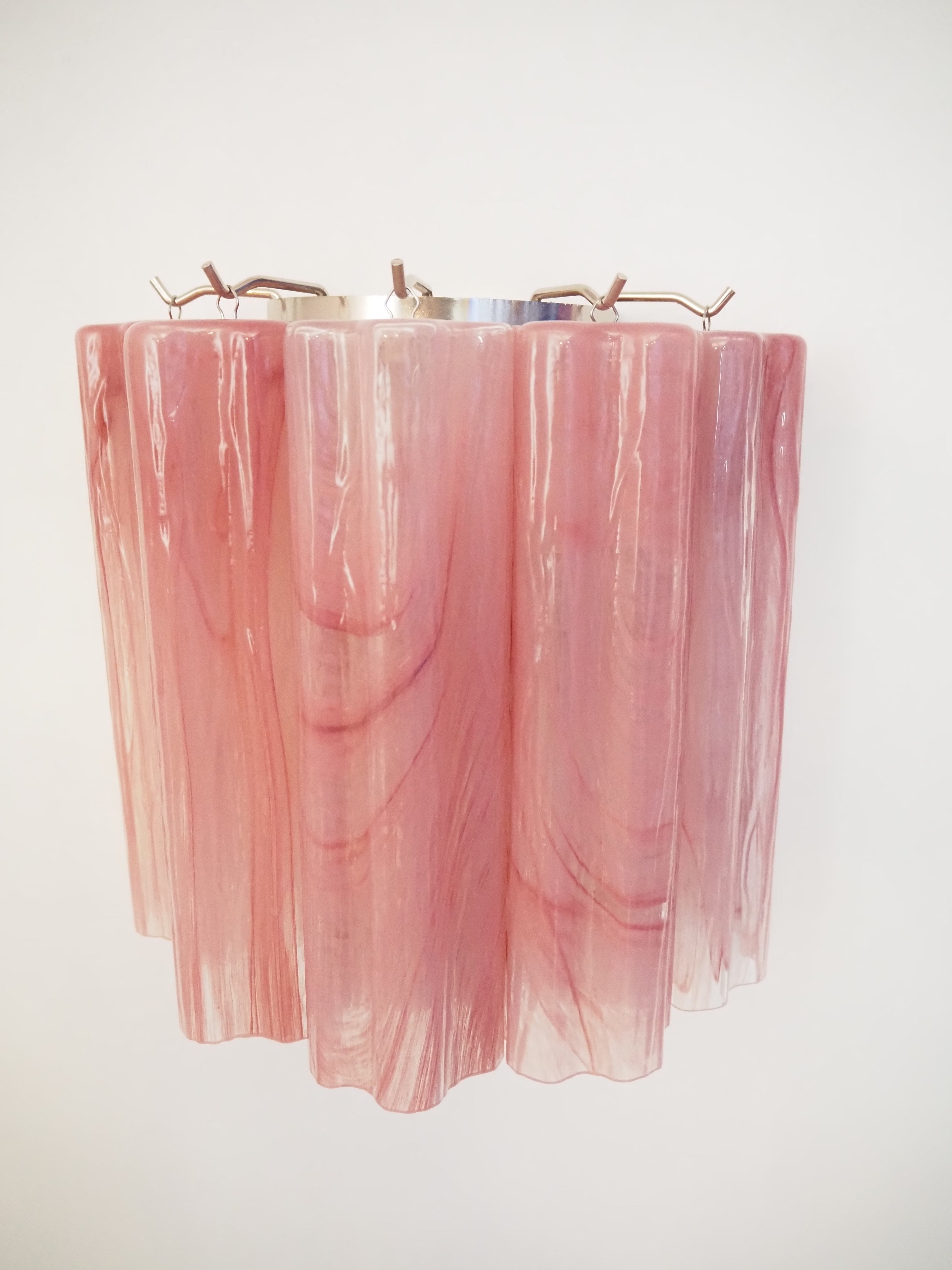 Murano Wall Lamp | 5 Pink Alabaster Glass Tubes | Set of 2