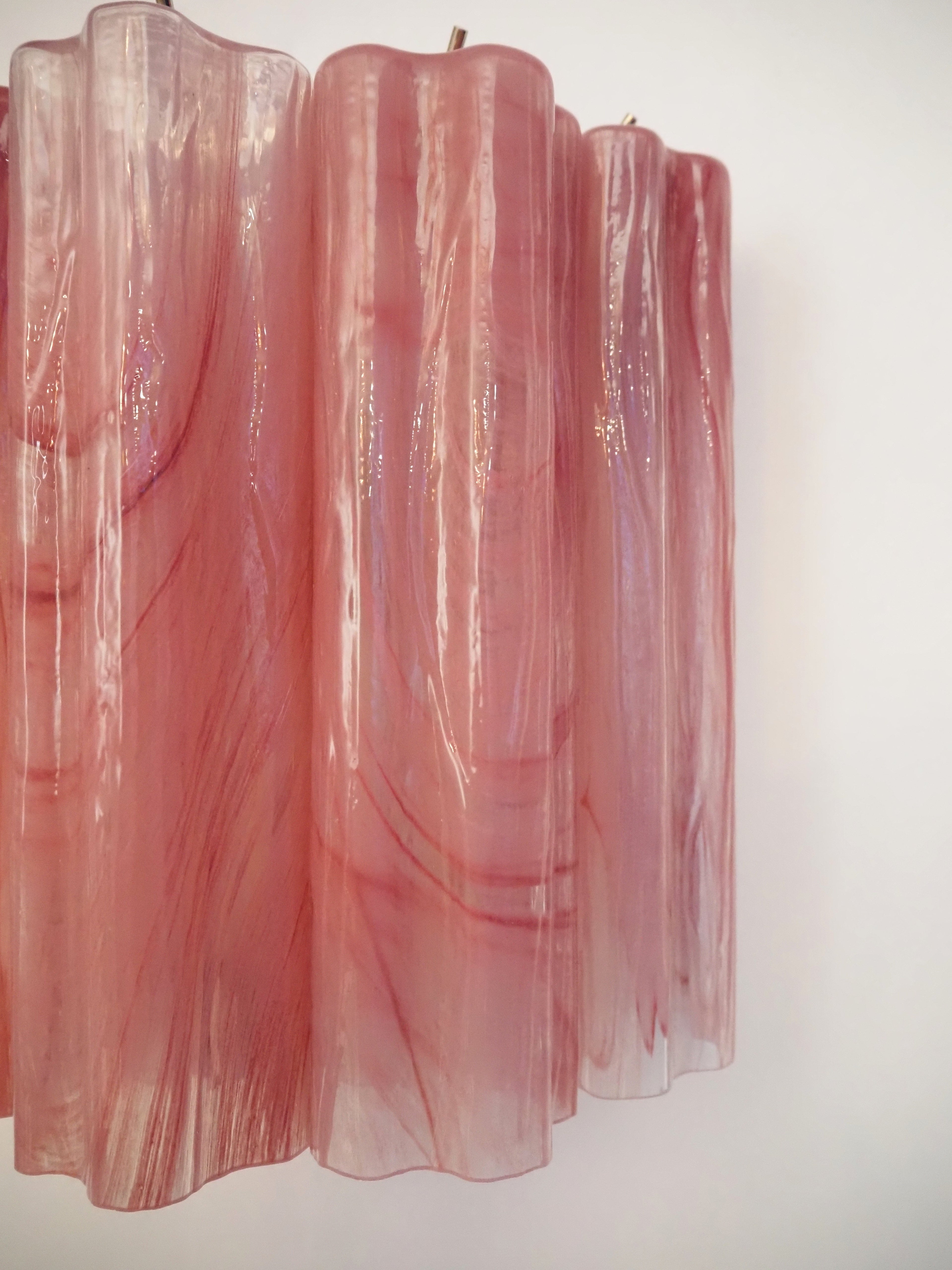 Murano Wall Lamp | 5 Pink Alabaster Glass Tubes | Set of 2