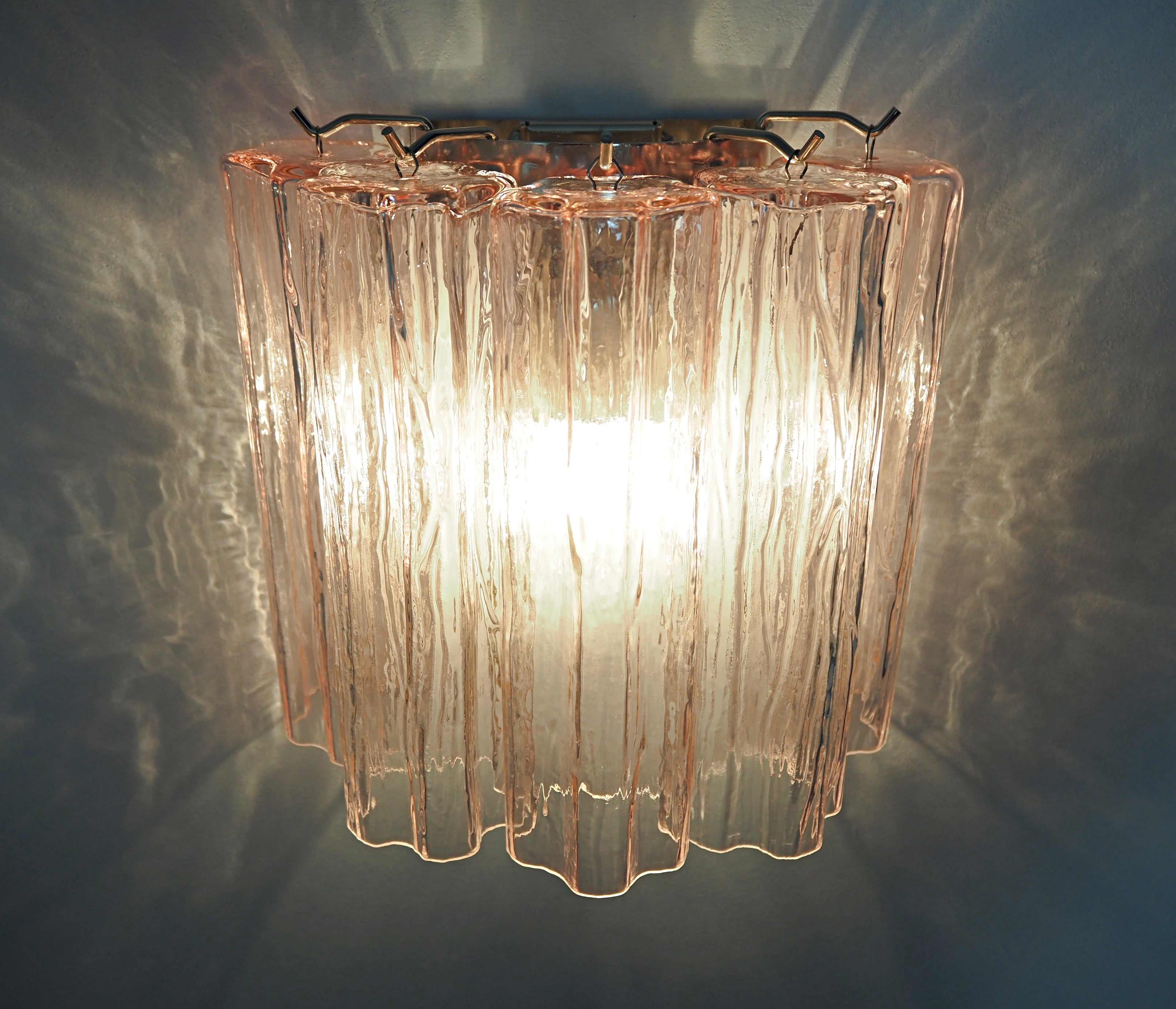Murano Wall Lamp | 5 Pink Tube Glass | Set of 2
