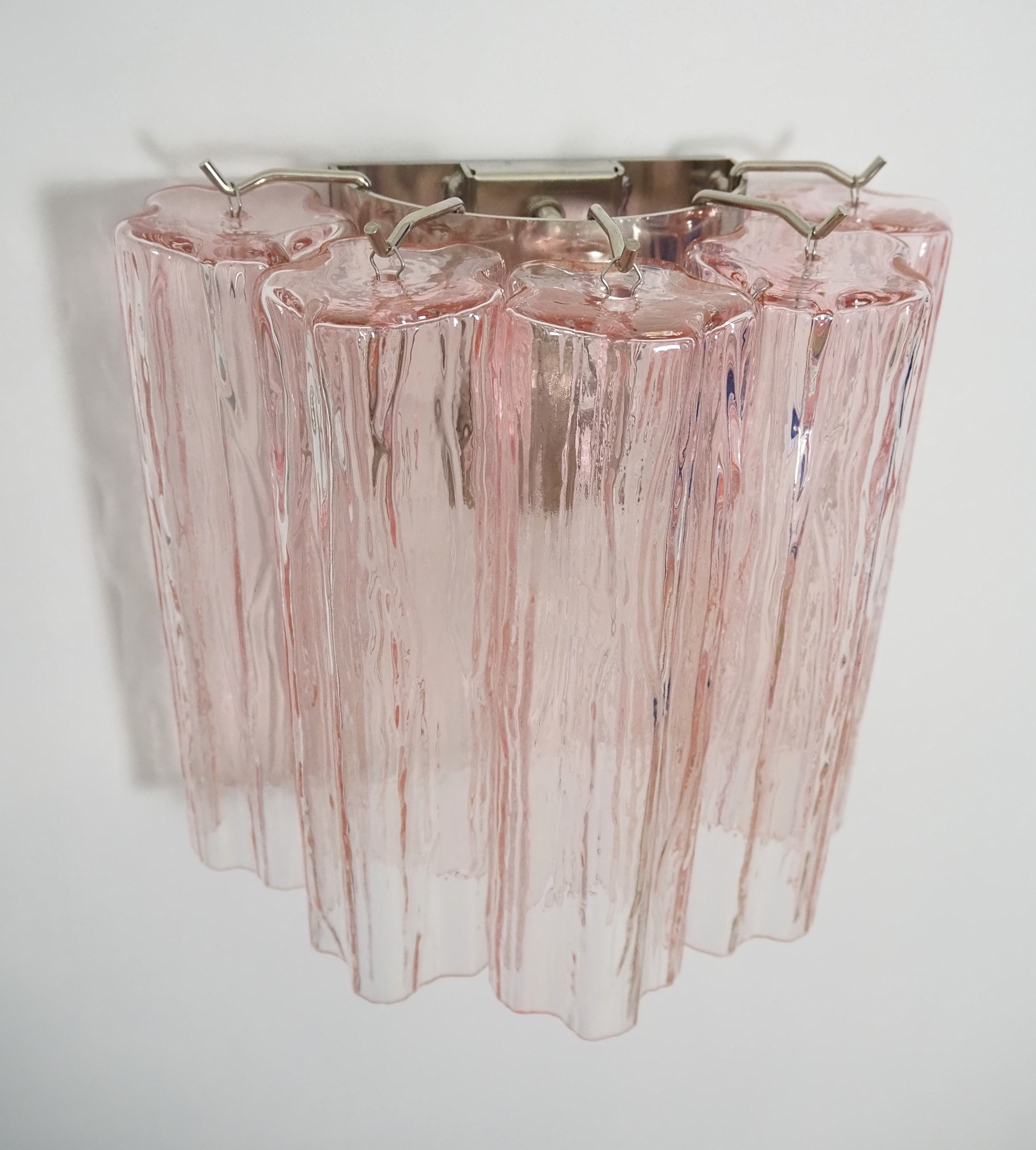 Murano Wall Lamp | 5 Pink Tube Glass | Set of 2
