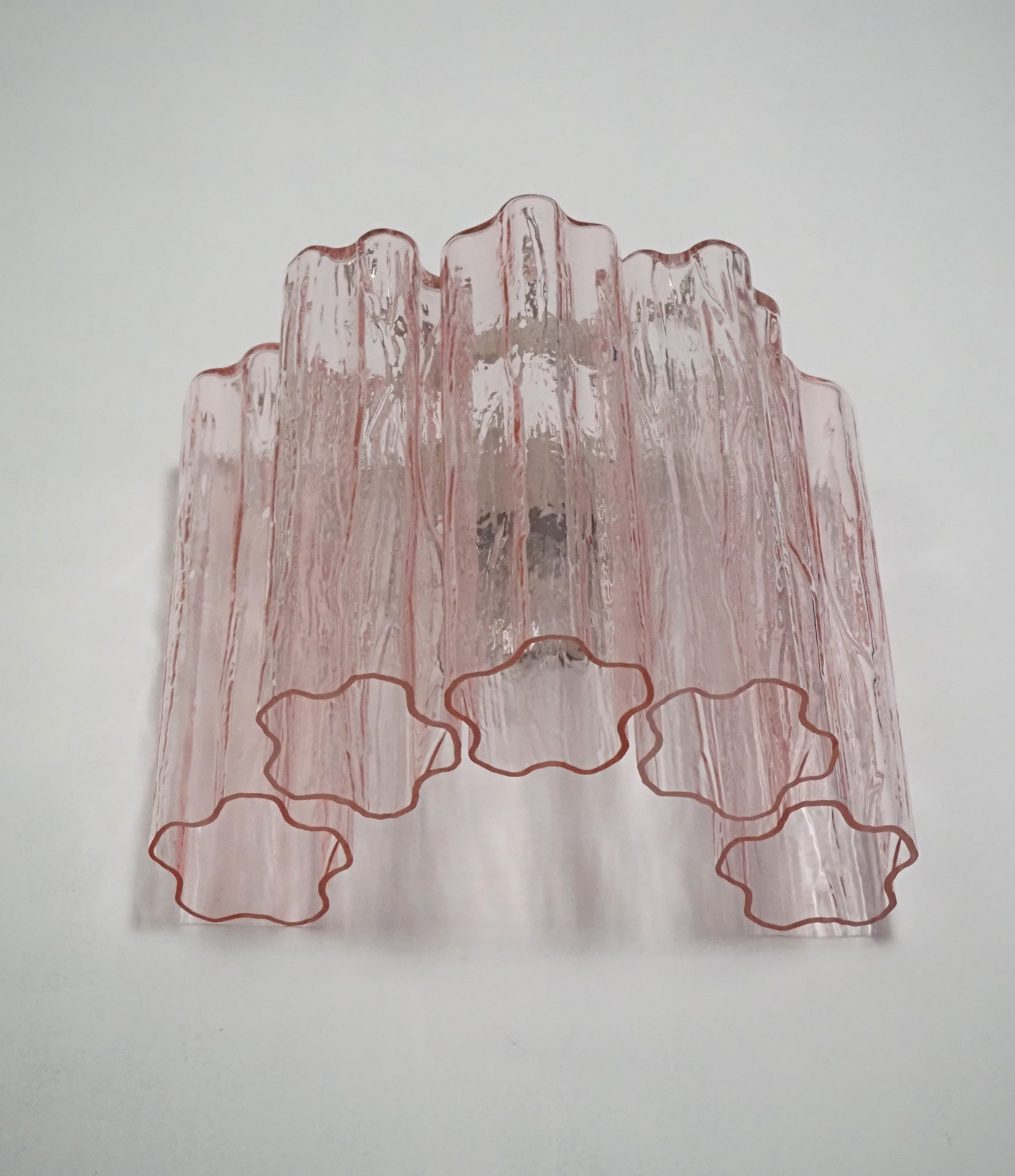 Murano Wall Lamp | 5 Pink Tube Glass | Set of 2