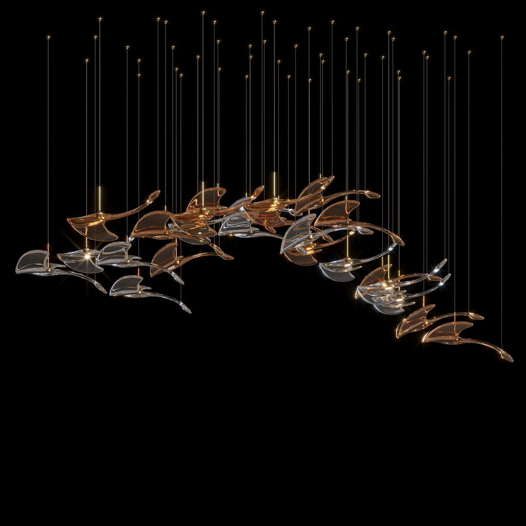 Glass Swallow Flight Chandelier