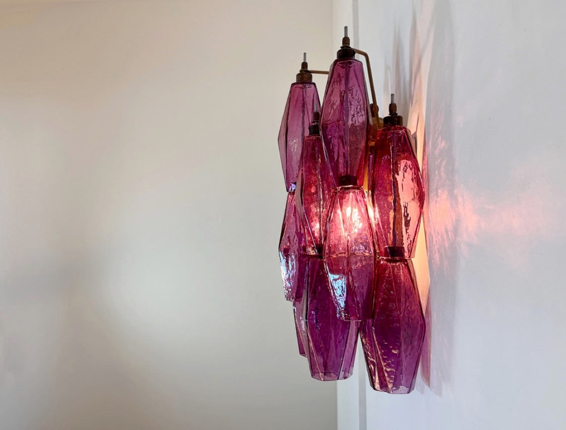 Murano Wall Lamp | 17 Purple Poliedri Glass | Set of 2