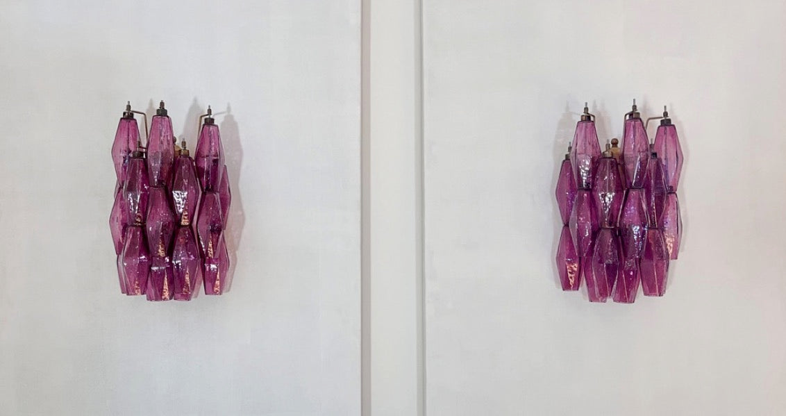 Murano Wall Lamp | 17 Purple Poliedri Glass | Set of 2