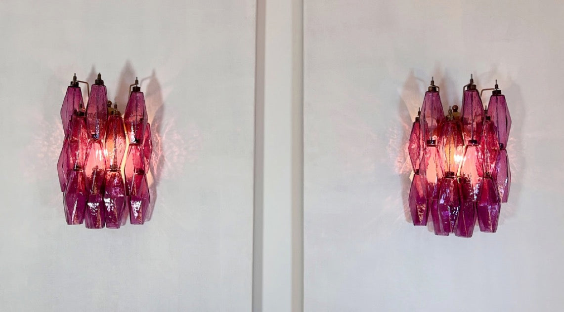 Murano Wall Lamp | 17 Purple Poliedri Glass | Set of 2