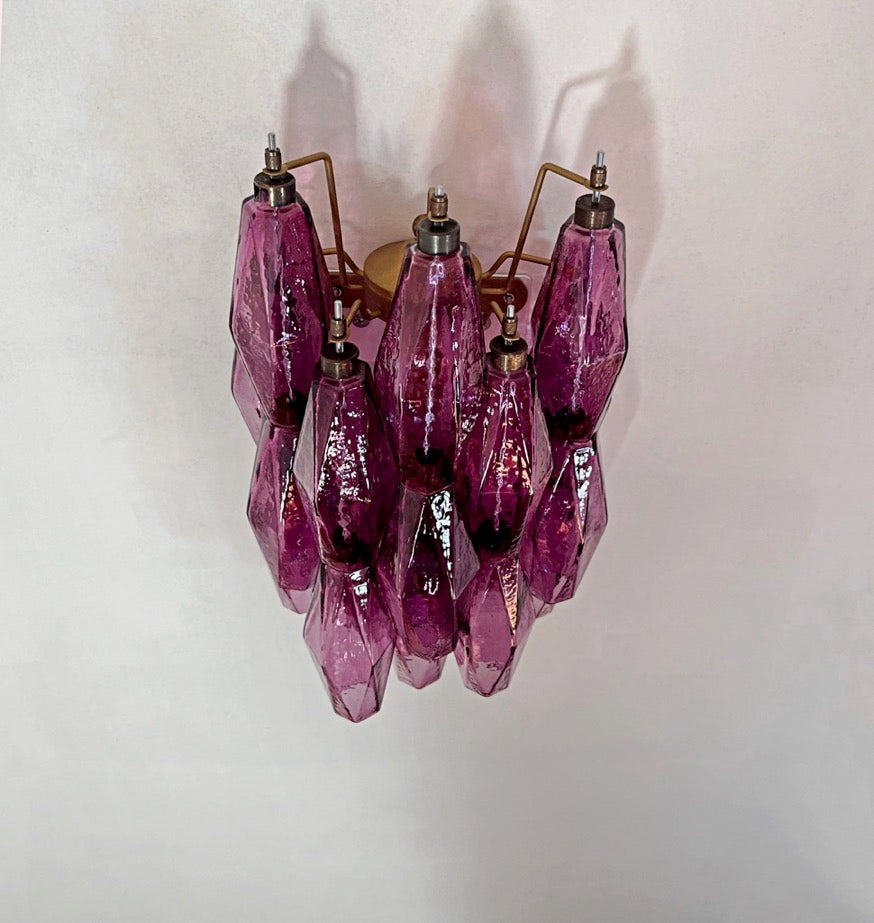 Murano Wall Lamp | 17 Purple Poliedri Glass | Set of 2