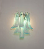 Murano Wall Lamp | 10 White Turquoise Lattimo Petal Glass | Set of 2