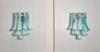 Murano Wall Lamp | 10 White Turquoise Lattimo Petal Glass | Set of 2