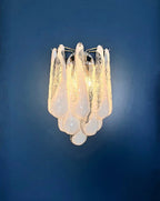 Murano Wall Lamp | 10 White Lattimo Drop Glass | Set of 2