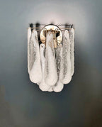 Murano Wall Lamp | 10 White Lattimo Drop Glass | Set of 2