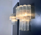Murano Wall Lamp | 13 Clear Glass Tubes | Set of 2