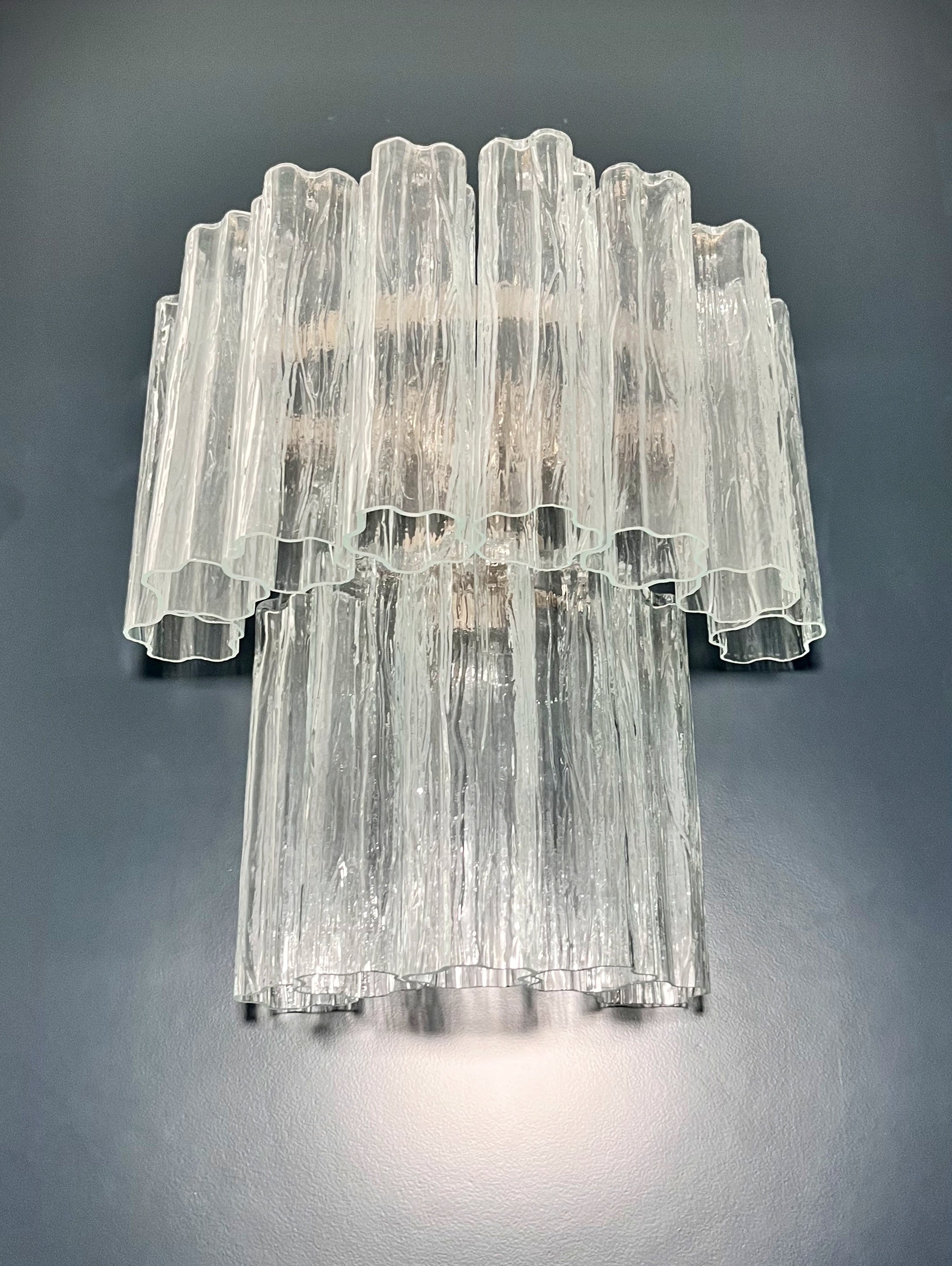 Murano Wall Lamp | 13 Clear Glass Tubes | Set of 2