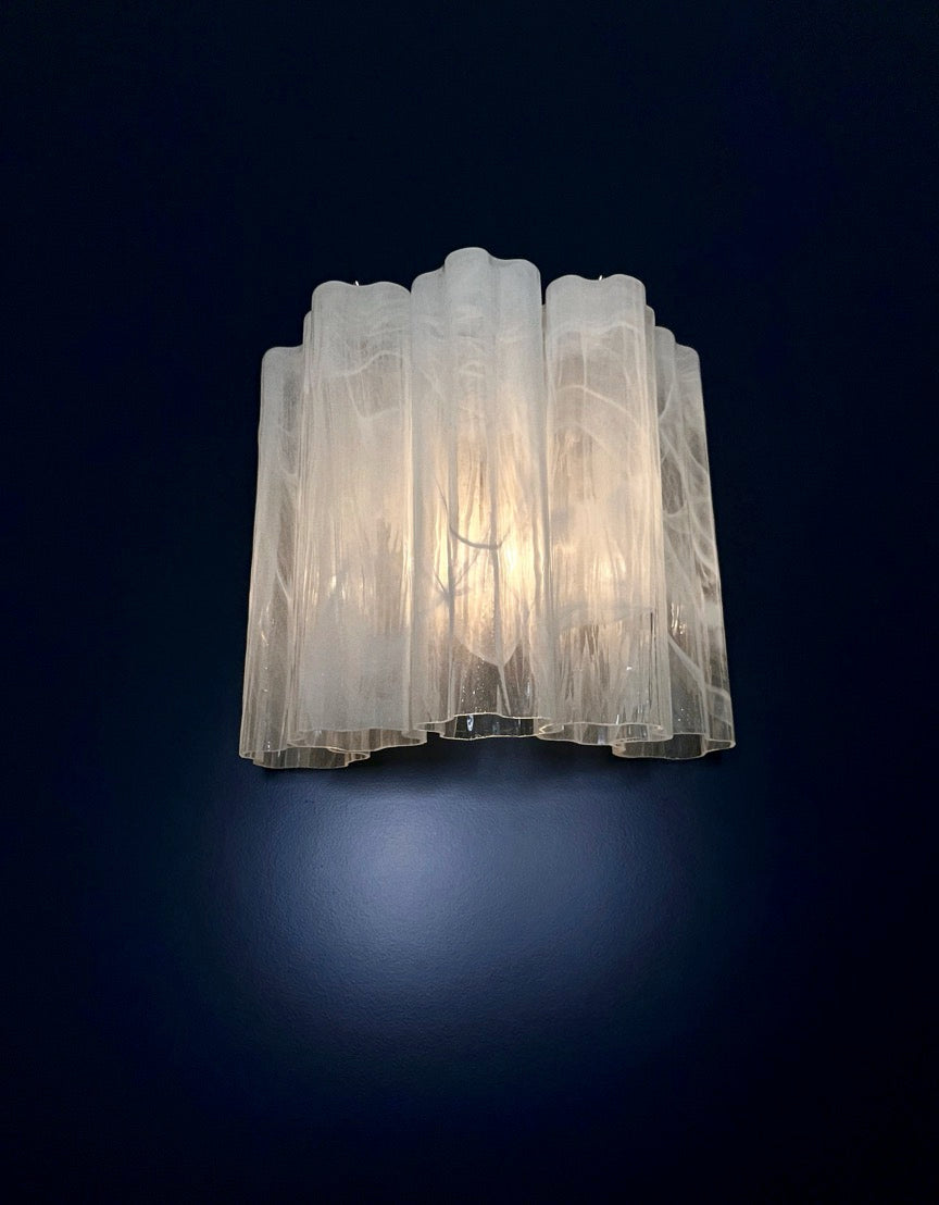 Murano Wall Lamp | 5 White Alabaster Glass Tubes | Set of 2