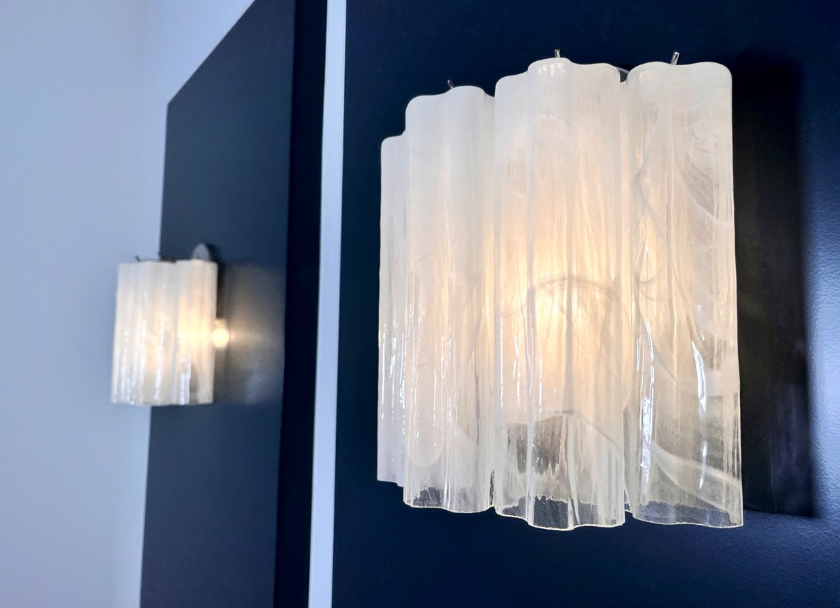 Murano Wall Lamp | 5 White Alabaster Glass Tubes | Set of 2
