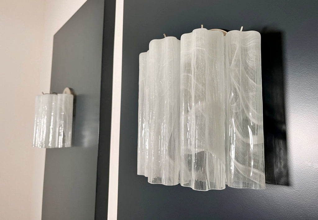 Murano Wall Lamp | 5 White Alabaster Glass Tubes | Set of 2
