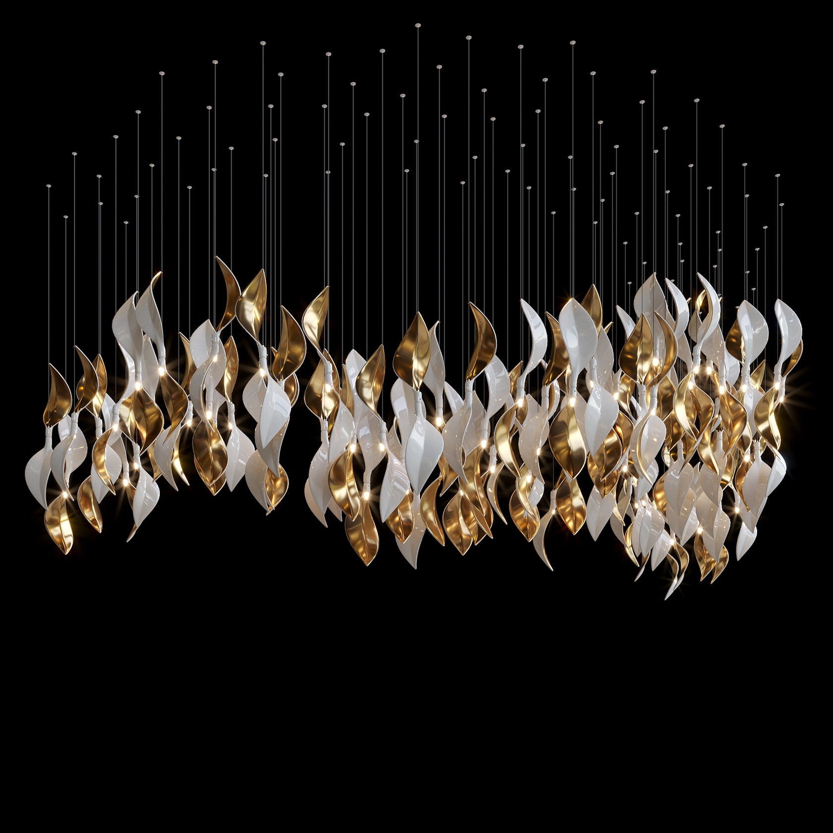 White Twist Leaf Garland Chandelier