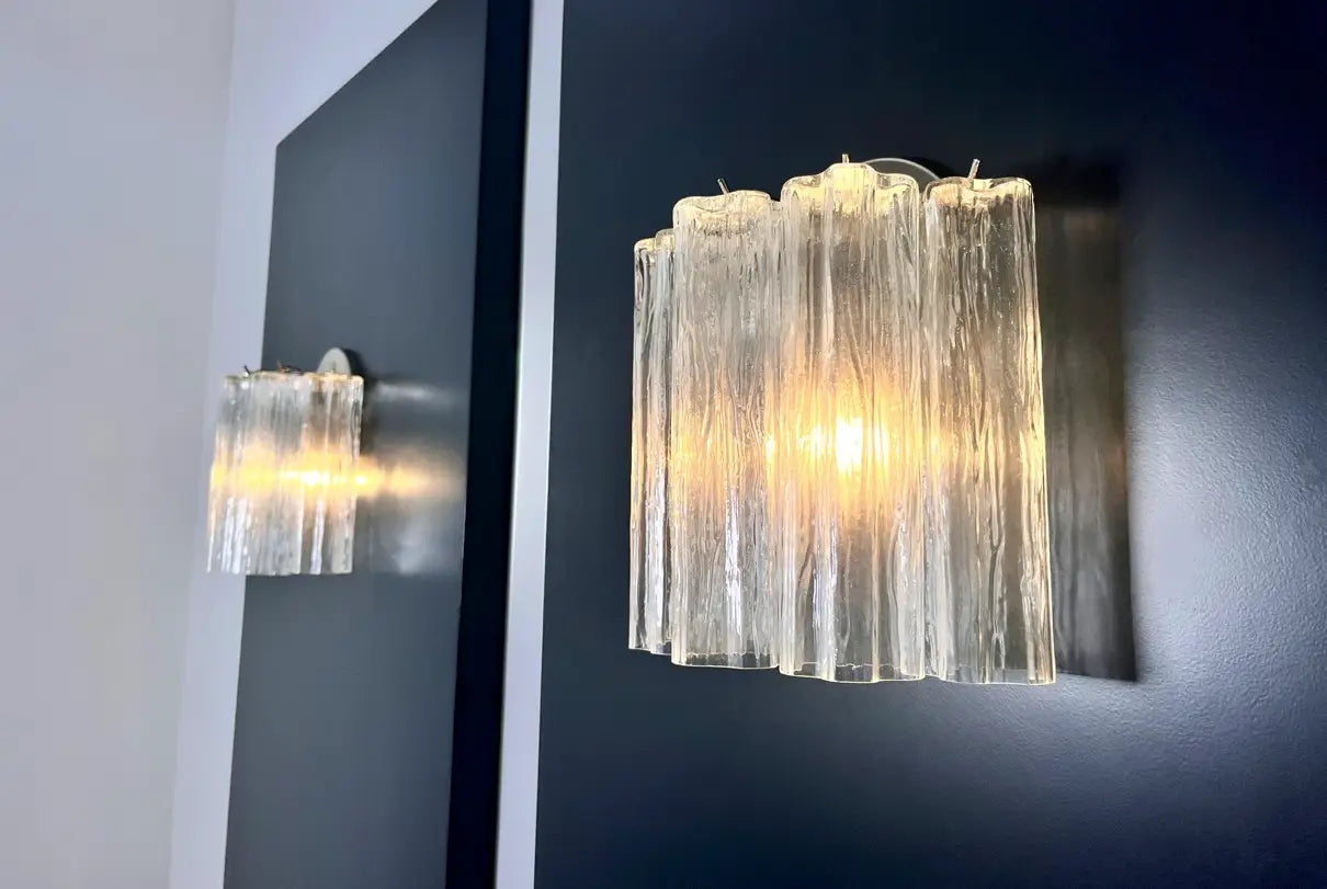 Murano Wall Lamp | 5 Clear Tube Glass | Set of 2