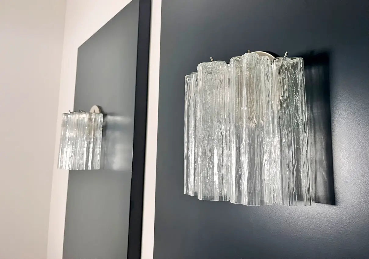 Murano Wall Lamp | 5 Clear Tube Glass | Set of 2