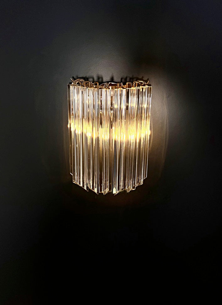 Murano Wall Lamp | 9 Clear Prism Glass | Set of 2