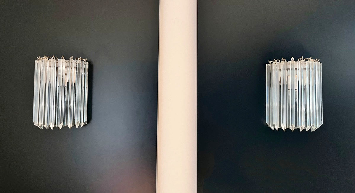 Murano Wall Lamp | 9 Clear Prism Glass | Set of 2