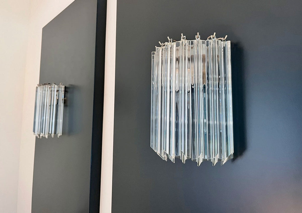 Murano Wall Lamp | 9 Clear Prism Glass | Set of 2