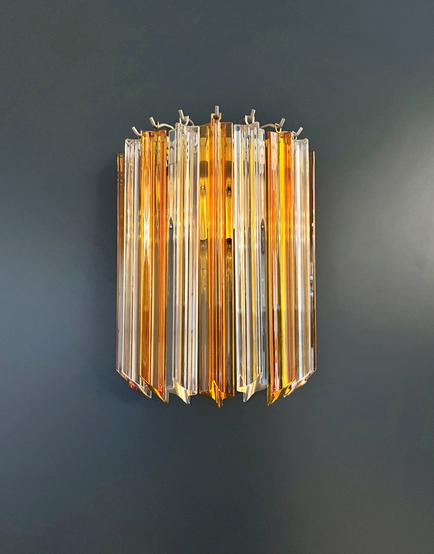 Murano Wall Lamp | 9 Clear Yellow Prism Glass | Set of 2