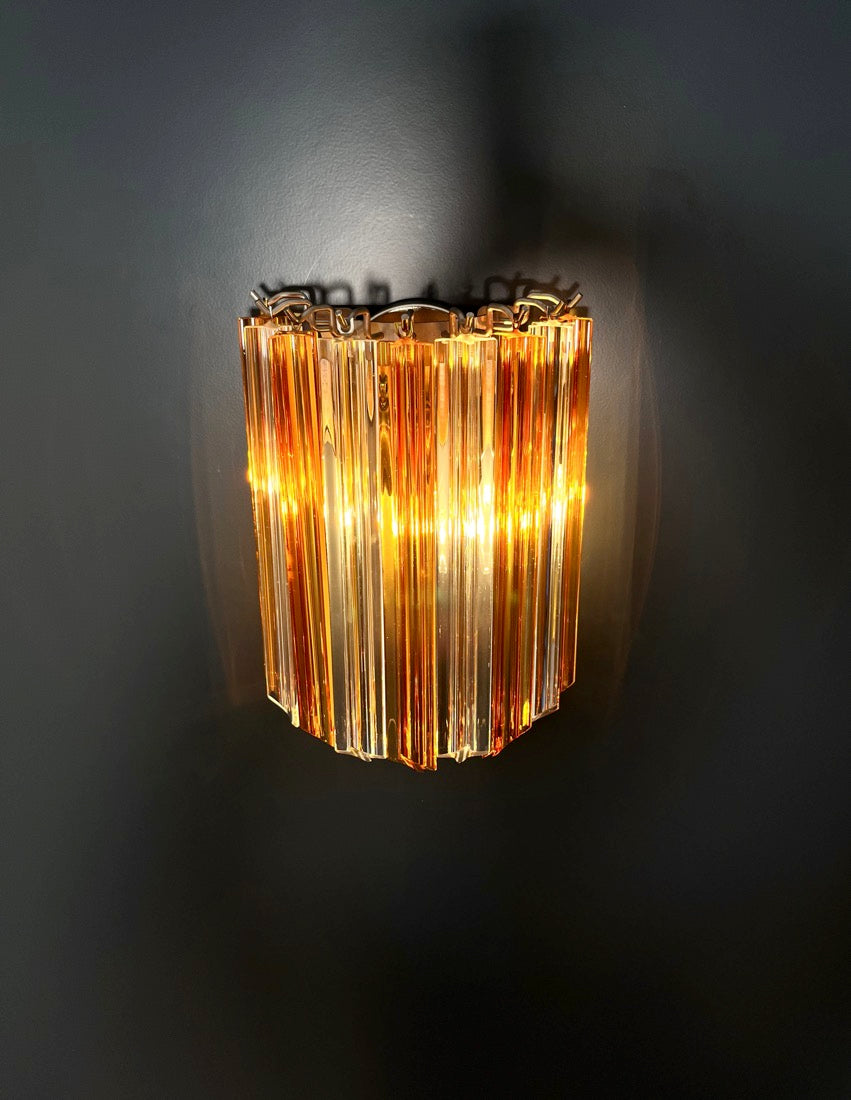Murano Wall Lamp | 9 Clear Yellow Prism Glass | Set of 2